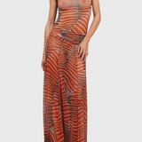 Silvina Set Retro of Mesh Printed Wave and Cut Flowy