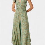 Leandra Jumpsuit Flowy Wrap Printed Floral Green