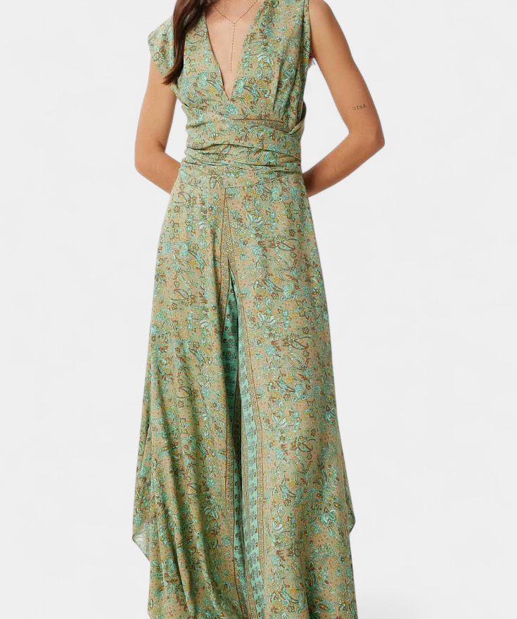 Leandra Mono Flowy Cruzado Printed Floral Green