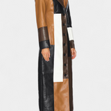 Norelle Warmth Trench of Leather Patchwork