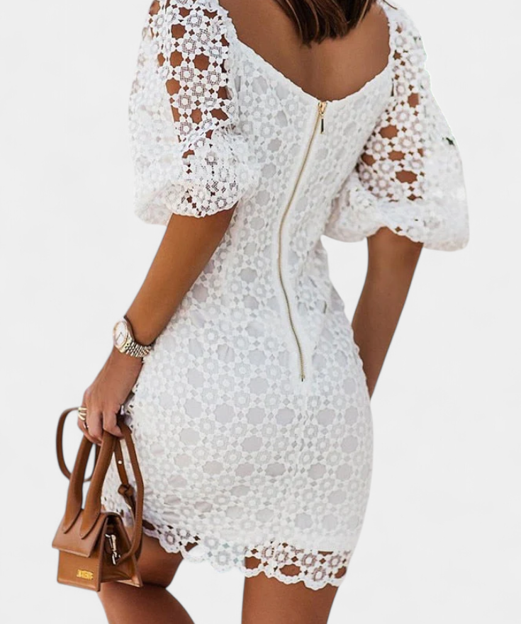 Engracia Dress Short with Lace with Puff Sleeves