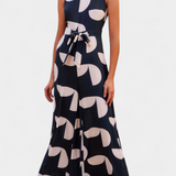 Brooke Jumpsuit Loose Print with Waist Fitted and wide-leg