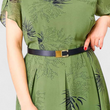 Lupita Dress Midi of Chiffon Green with Cut in A