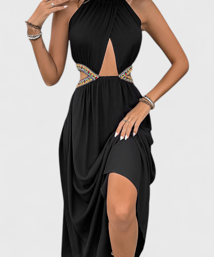 Sorina Dress Midi Halter with Cortes