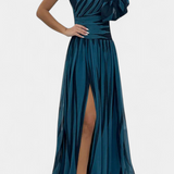Bethania Dress Maxi Elegant of Stripes with a Solo Shoulder