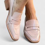 Sasha Loafers of patent leather Pink with square toe and high heel