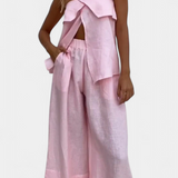 Oriana Set Strapless with Skirt of Slit in Color Liso
