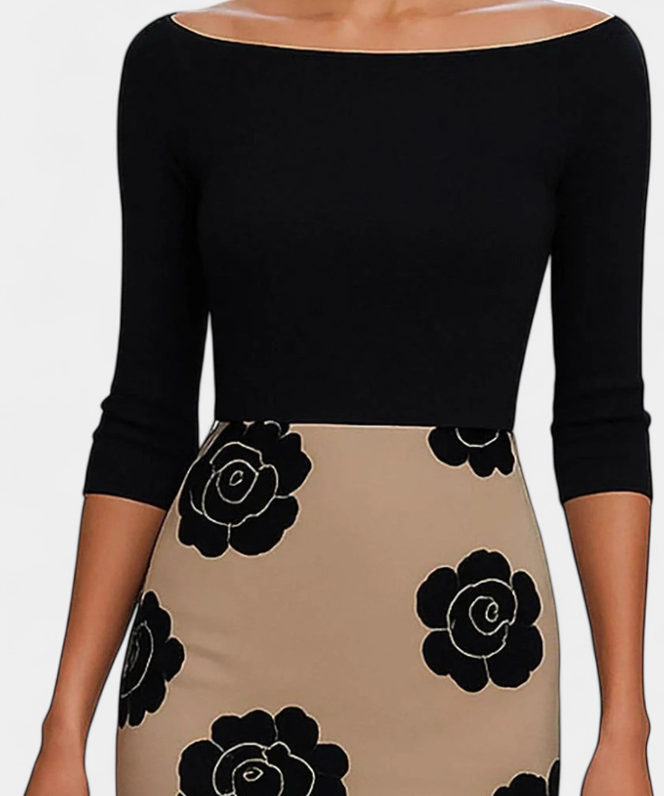 Halsey Dress Midi Elegance Contrastada