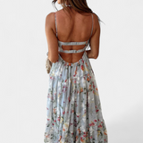 Neha Dress Floral with Back Open and Straps Thin