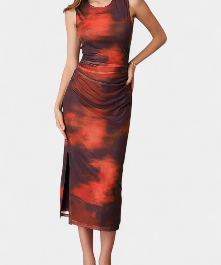 Helaia Dress Long with Slit and Print Digital