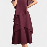Cornelia Dress Asymmetric of Chiffon with Silhouette Flotante