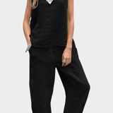 Leona Set of Vest and Trousers Sleeveless in Cotton Linen