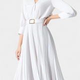 Michelle Dress Midi with Neckline Sastrero and Cinturón Pleated