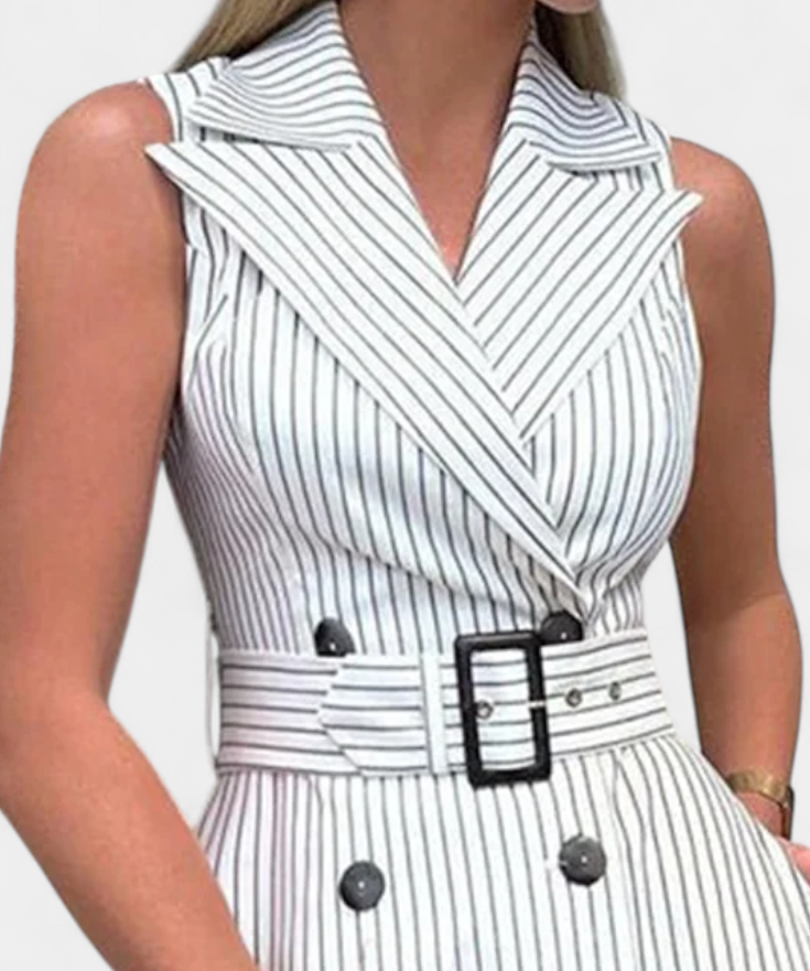 Diana Dress Camisero Midi a Stripes with Waist Anudada