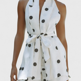 Eshra Set of Top Halter and Shorts with Polka dots