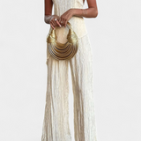 Pilarica Pleated Set with Top Asymmetric Halter and Trousers Flowy