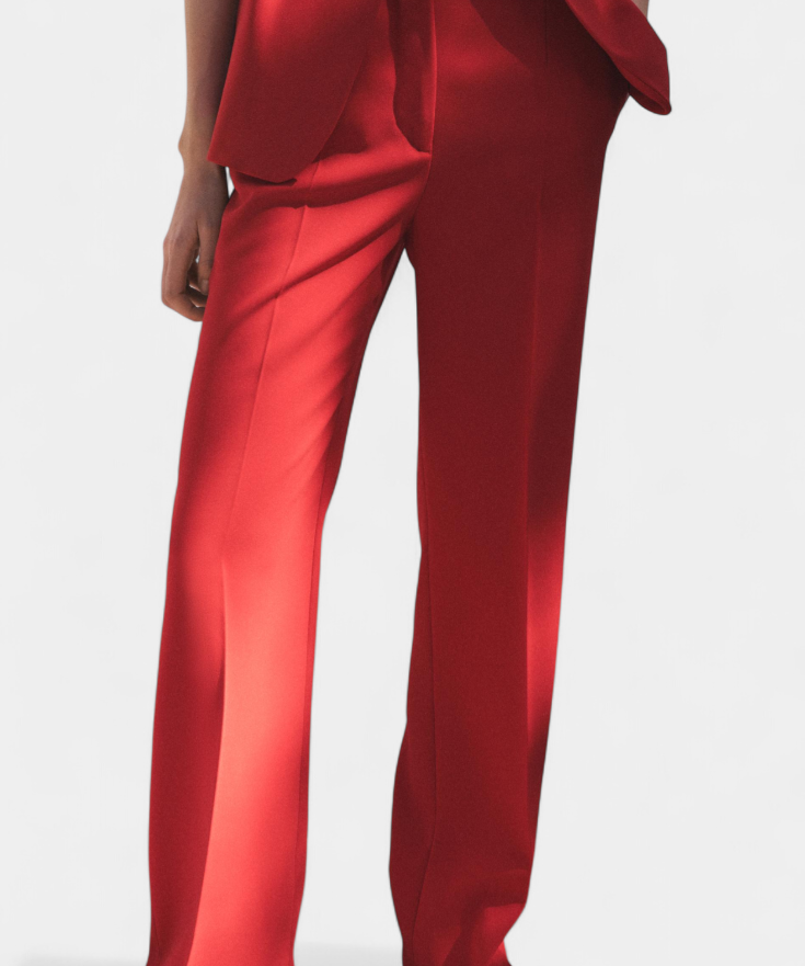Carlen Set Classic of Vest with Cinturón and Wide-Leg Trousers