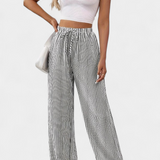 Sabrina Trousers Rectos Lightweight with Waist Adjustable a Stripes