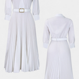 Michelle Dress Midi with Neckline Sastrero and Cinturón Pleated
