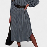 Eliana Dress Rayado with Cinturón and Neckline of Muesca