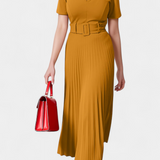 Seliora Dress Midi of Work with Belt and Pleated