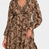 Lunetta Dress Maxi Bohemio Printed Floral and Sleeves Farol