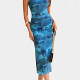 Helaia Dress Long with Slit and Print Digital