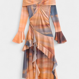 Agentha Skirt Long Asymmetric Printed Tie-Dye