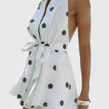 Eshra Set of Top Halter and Shorts with Polka dots