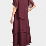 Cornelia Dress Asymmetric of Chiffon with Silhouette Flotante