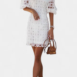 Engracia Dress Short with Lace with Puff Sleeves