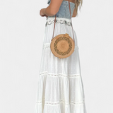 Dola Skirt Maxi Boho with Lace and Front Slit