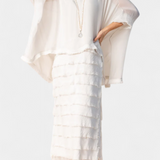 Rosaria Dress Midi with Ruffles and Bordes Deshilachados