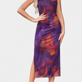 Helaia Dress Long with Slit and Print Digital