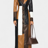 Norelle Warmth Trench of Leather Patchwork