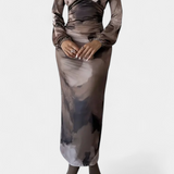 Ashlyn Dress Long Printed Degradado and V-Neck