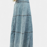 Lorraine Skirt Maxi of Denim with Detail of Pluma