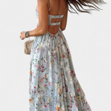 Neha Dress Floral with Back Open and Straps Thin