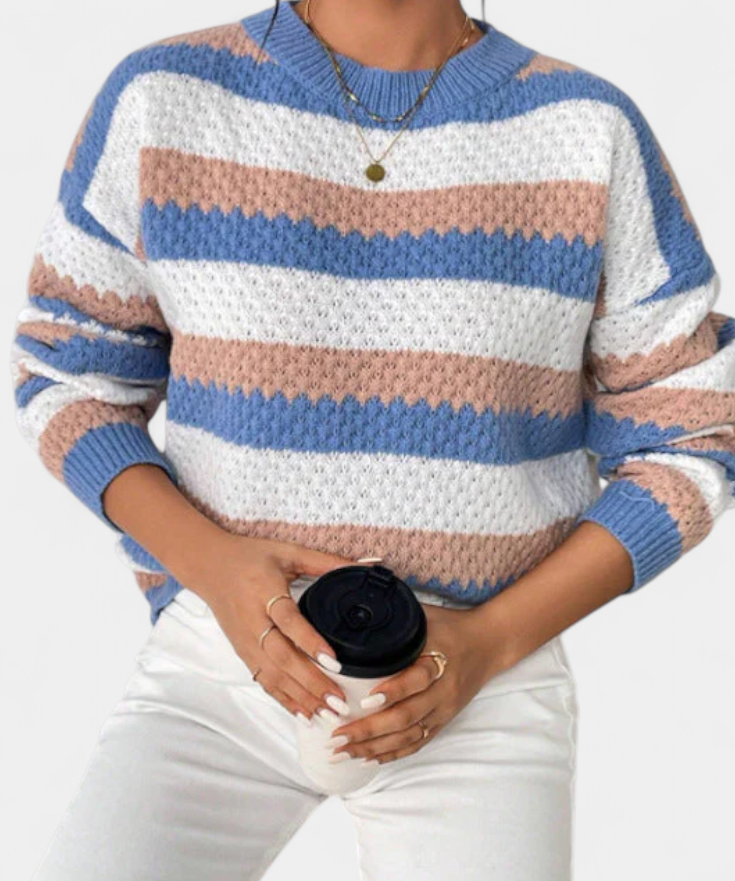 Kristen | Jersey Oversized of round neckline a Stripes