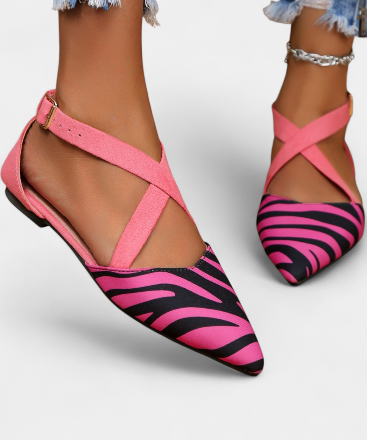 Fenna Bailarinas Printed of Cebra and Straps Cruzadas