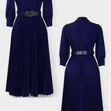 Michelle Dress Midi with Neckline Sastrero and Cinturón Pleated