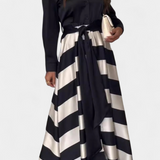 Nessia Dress Shirt Long a Stripes with Belt
