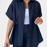 Lani Set Relaxed with a Shirt and Trousers in Cotton and Linen
