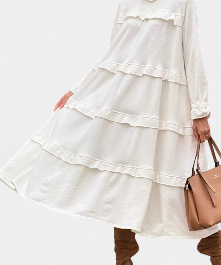 Jada Dress Sudadera with Ruffles and Silhouette Casual-Chic