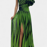 Bethania Dress Maxi Elegant of Stripes with a Solo Shoulder