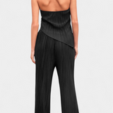 Pilarica Pleated Set with Top Asymmetric Halter and Trousers Flowy