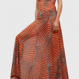Silvina Set Retro of Mesh Printed Wave and Cut Flowy