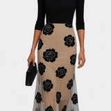 Halsey Dress Midi Elegance Contrastada