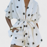 Avila Set of Kimono with Nudo and Shorts with Polka dots