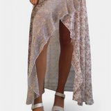 Ruth Dress Long Floral with Sleeves 3/4 and Paneles ruffles